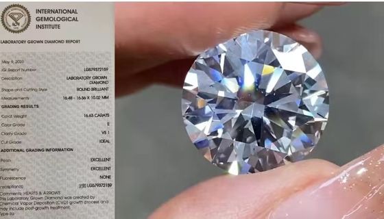 IGI Loose Lab đã tạo ra những viên kim cương 16.63Carat VS1 Round E Color