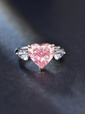 Kích thước lớn Nhẫn kim cương làm việc trong phòng thí nghiệm hình trái tim 4.19ct 18k Nhẫn vàng trắng