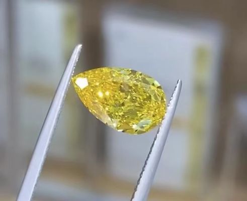 1.16ct Pear Cut Lab Fancy Bright Yellow HPHT Kim cương VS1 Clarity Lý tưởng cho đồ trang sức cưới