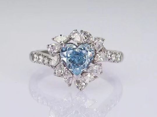 Phòng thí nghiệm kim cương đồ trang sức nhẫn đính hôn nhẫn cưới trái tim xanh kim cương lỏng kim cương tổng hợp