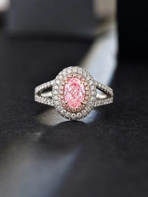 0.89ct Phòng thí nghiệm tạo ra tổng hợp màu hồng CVD kim cương IGI được chứng nhận 18K vàng trắng đặt nhẫn kim cương