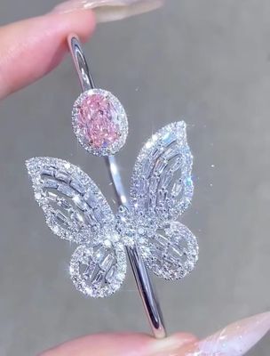 NGTC chứng nhận phòng thí nghiệm phát triển kim cương vòng tay 1.97ct hình bầu dục Pink Diamond vòng tay