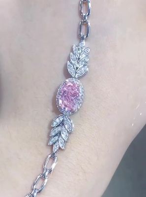 Vòng tay Oval cắt tổng hợp kim cương quần vợt 2.72ct Pink kim cương Vòng tay hình bầu dục