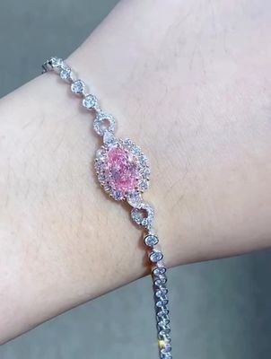 Chiếc vòng tay kim cương màu xanh lá cây kim cương quần vợt kim cương hồng 2.08ct