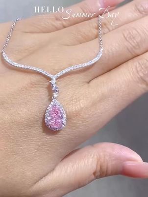 1.97ct Phòng thí nghiệm trưởng thành kim cương dây chuyền vòng cổ Pear cắt màu hồng tùy chỉnh