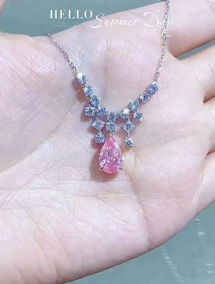 IGI chứng nhận phòng thí nghiệm trưởng thành kim cương dây chuyền hạt đậu cắt 2.84ct màu hồng màu sang trọng