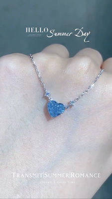 Blue Lab tạo ra dây chuyền kim cương 1.51ct cắt tim GRC được chứng nhận