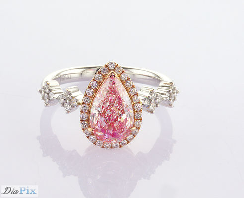 2.31ct Pear Cut Fancy Pink Lab Grow Diamond Halo Ring IGI Chứng nhận cho phụ nữ Đám cưới