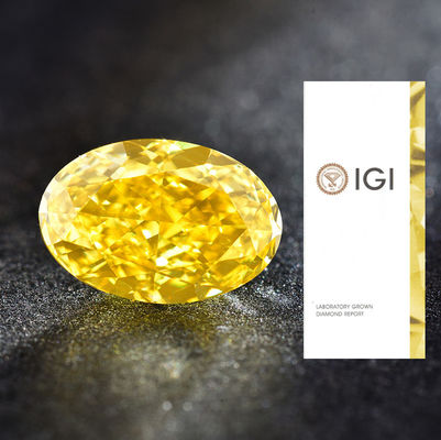 Kim cương màu vàng được tạo ra trong phòng thí nghiệm 1.00ct màu vàng rực rỡ VS1 hình bầu dục HPHT