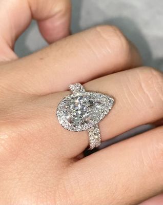 Double Bands Pear Diamond Ring Cam kết Hôn nhân Phòng thí nghiệm Diamond Rings