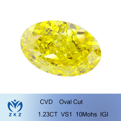 Phòng thí nghiệm tổng hợp 1.23ct đã tạo ra vết cắt tuyệt vời hình bầu dục kim cương màu vàng