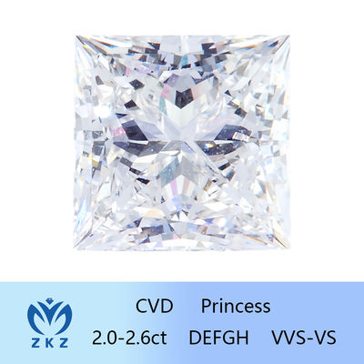 Kim cương cắt Princess Lab được chứng nhận bởi IGI Như kim cương CVD tổng hợp 2ct-2.6ct Sản xuất trực tiếp