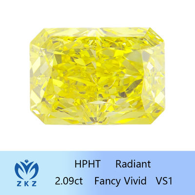 HPHT Fancy Vivid Yellow Diamond Man Made Radiant Cut 2.09ct IGI Chứng nhận