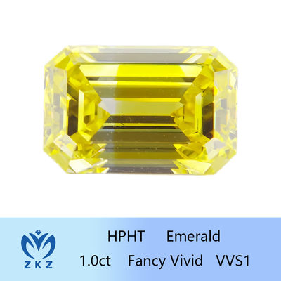 HPHT 1ct Phòng thí nghiệm tạo ra kim cương màu vàng cắt ngọc lục bảo VVS độ rõ ràng được chứng nhận IGI