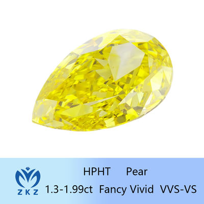 1.3ct-1.99ct HPHT Pear Loose Lab tạo kim cương vàng với chứng chỉ IGI