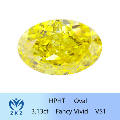 HPHT Loose Lab Màu vàng Kim cương tổng hợp Hình bầu dục đã sửa đổi 3ct Fancy Vivid