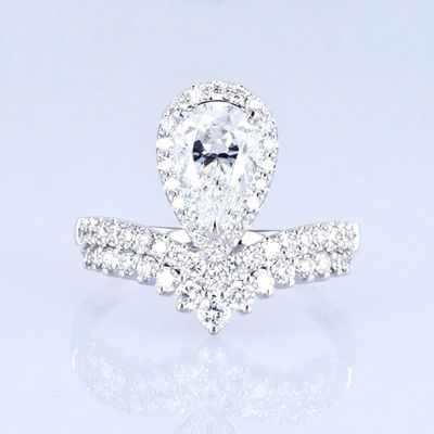 18k hình quả lê kim cương đầy đủ Phụ nữ Nhẫn Phòng thí nghiệm Nhẫn kim cương trưởng thành Công chúa thiết kế thiết kế sang trọng