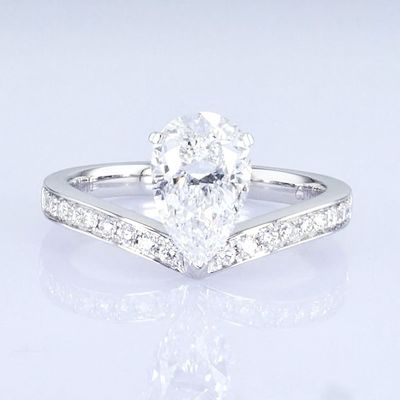 Nhẫn kim cương 18k hình quả lê màu trắng Lab trưởng thành thiết kế công chúa tặng quà cho bữa tiệc