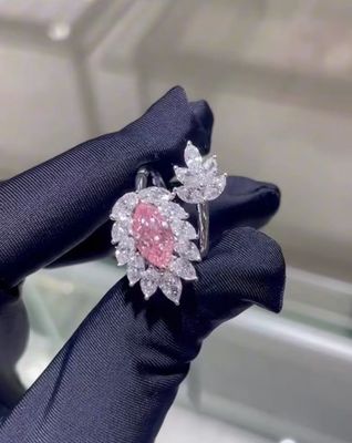 Marquise CVD Lab kim cương trưởng thành đồ trang sức kim cương hồng nhẫn kim cương 18k vàng trắng đồ trang sức tùy chỉnh