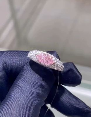 Marquise Lab phát triển kim cương trang sức màu hồng CVD Kim cương nhẫn 18k vàng trắng vượt qua các bài kiểm tra