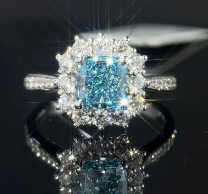 Blue Lab phát triển nhẫn kim cương 1.29ct Cushion cắt kim cương tổng hợp nhẫn quà tặng cho phụ nữ