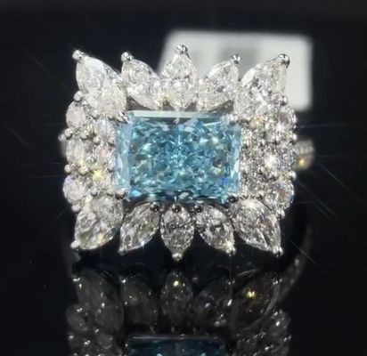 2.20ct Vòng kim cương màu xanh Lab trưởng thành với thiết lập phong cách xung quanh cho các dịp đặc biệt