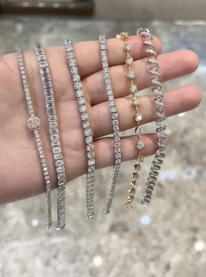 Phòng thí nghiệm đồ trang sức tốt Nhẫn kim cương trưởng thành Carbon DEF Màu sắc hình dạng sang trọng Nhẫn quần vợt